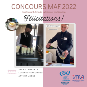 Une journée égayée pour l’IMA Cergy-Pontoise : Ses apprentis, lauréats du concours MAF en Restaurant arts de la table et du service